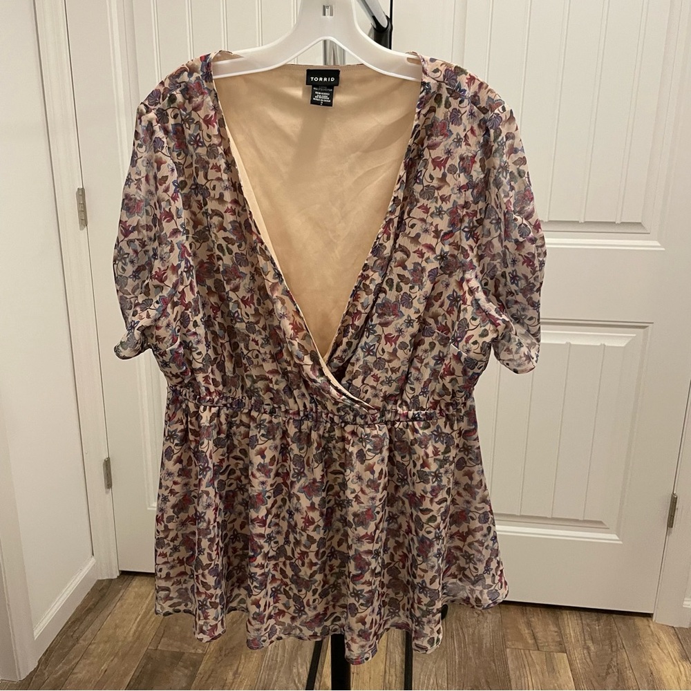 Torrid Multicolor Floral Wrap Blouse